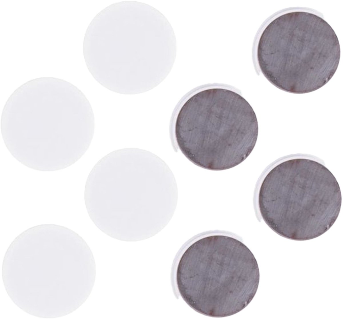 Benson koelkast magneten rond - zelfklevend - Wit - 8x stuks - D35 mm - magneetjes