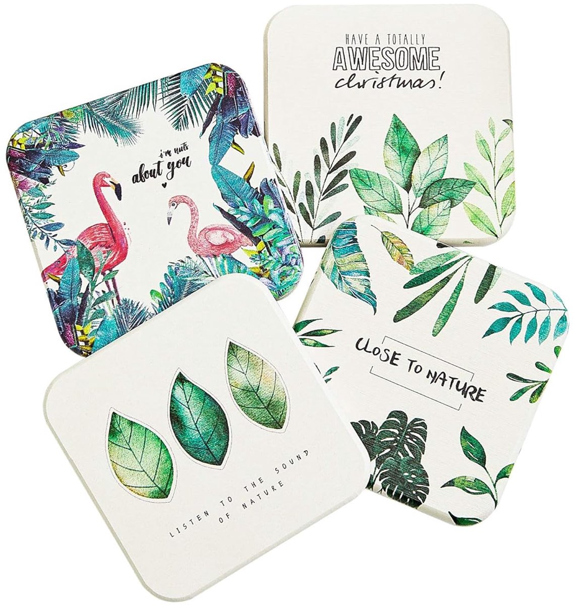 Originele onderzetters - set met 4 stuks - 10 x 10 cm - natuurlijk