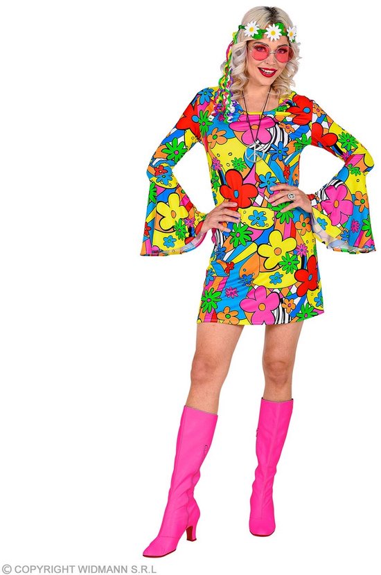 Costume de hippie | Flora Bora Hippie des années 70 | Femme | Grand | Costume de carnaval | Déguisements