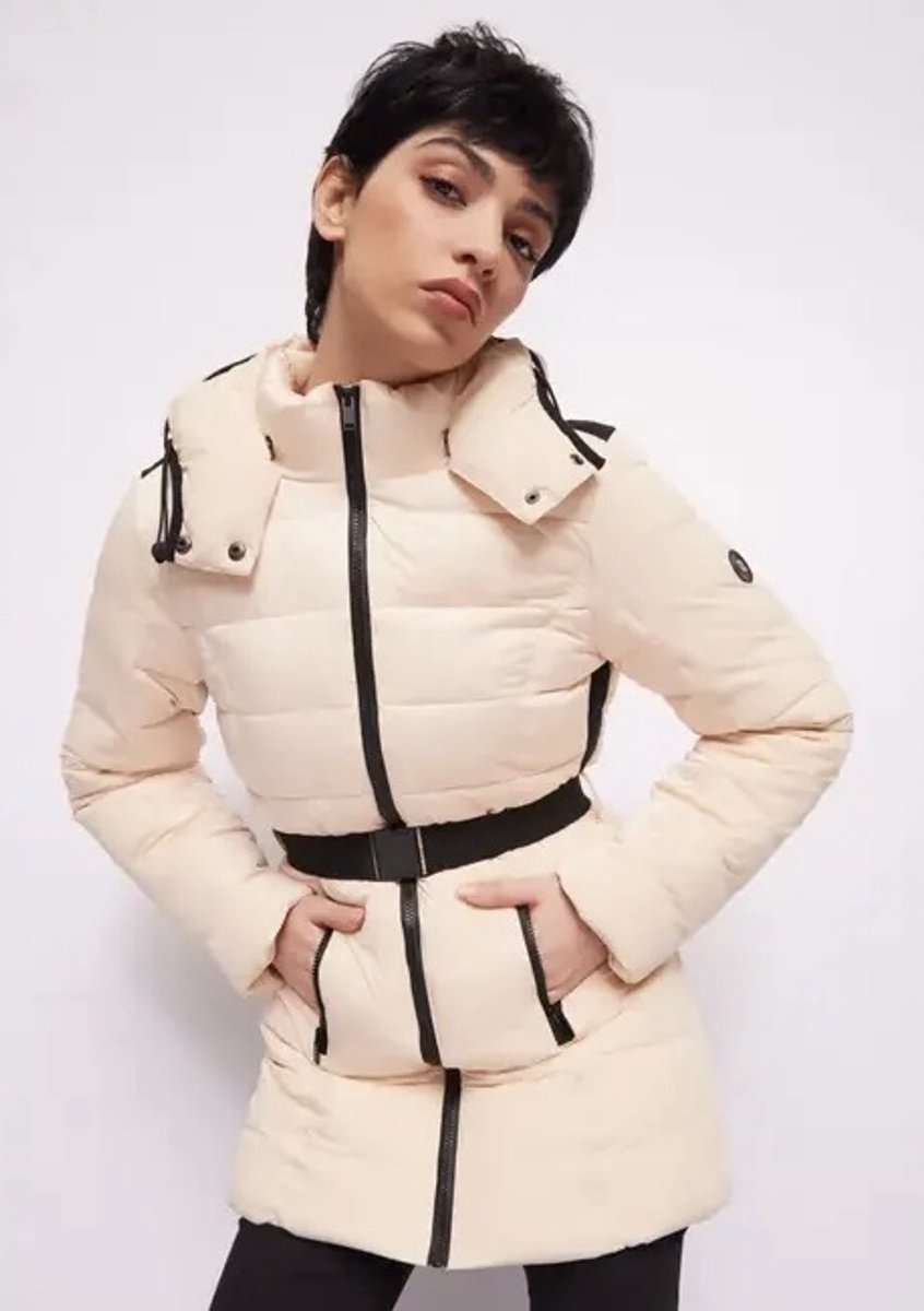 GAUDI - Long Nylon Down Jacket Macadamia - Maat : 46