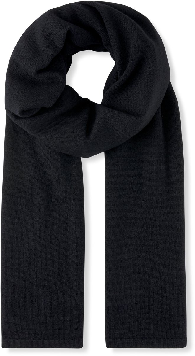 FALKE Basic Fine Knit sneldrogend warm kasjmier wintersjaal unisex zwart - maat ONESIZE