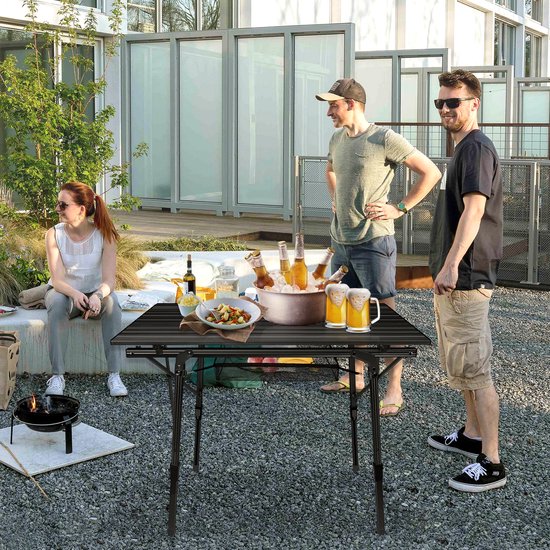 Aluminium Inklapbare Campingtafel 90 x 52 cm, Hoogte Verstelbare Reistafel, Picknicktafel met Draagtas voor Gemakkelijk Transport van Merkloos — afbeelding 5