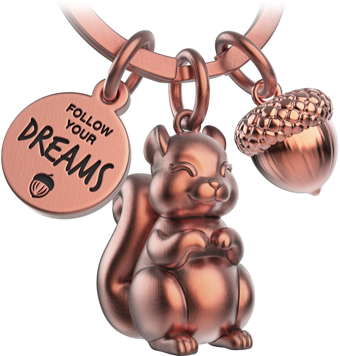 FABACH Eekhoorn Sleutelhanger Skippy met Gravure - Schattige Eekhoorn Sleutelhanger - Eekhoorn Geluksbrenger als Motivatie Cadeau voor Vriendin - Volg je Dromen