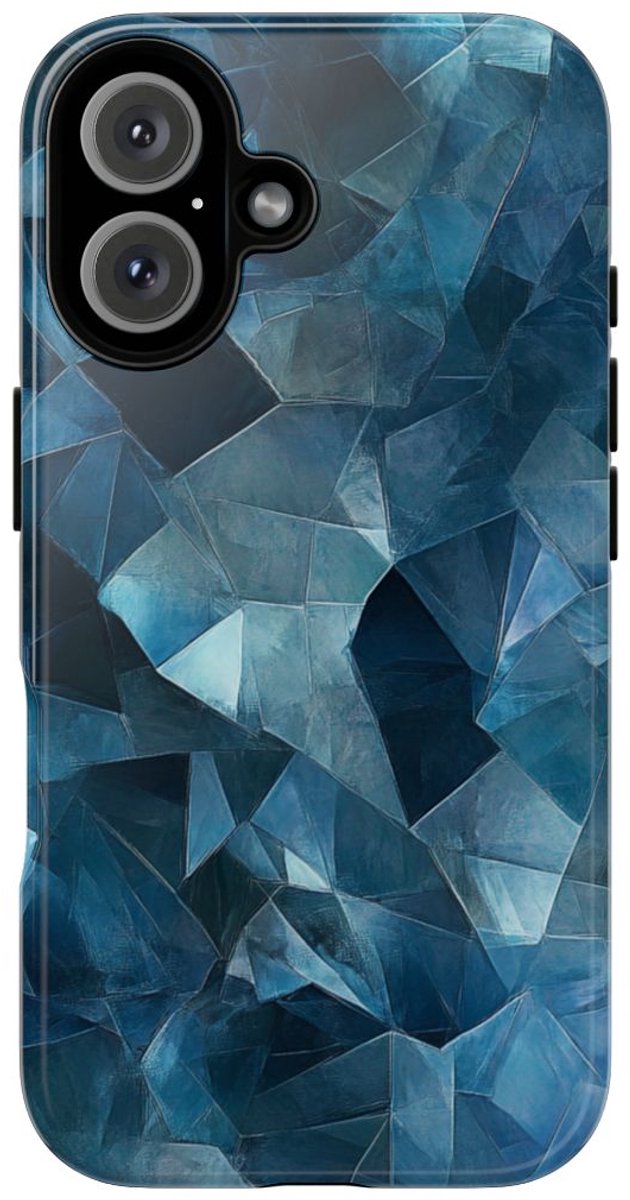 Blauw Gekristalliseerd Abstract Patroon – Telefoonhoesje Geschikt voor iPhone 16