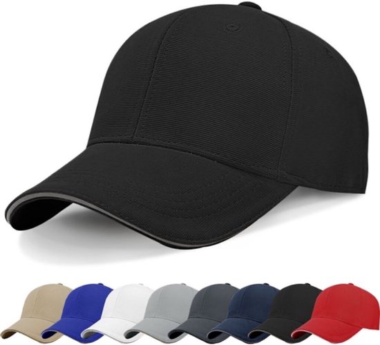 Casquette de baseball Su.B dgn pour homme - Avec bord réfléchissant - Casquette femme - Tour de tête 55-60 cm - Taille unique - Katoen - Zwart