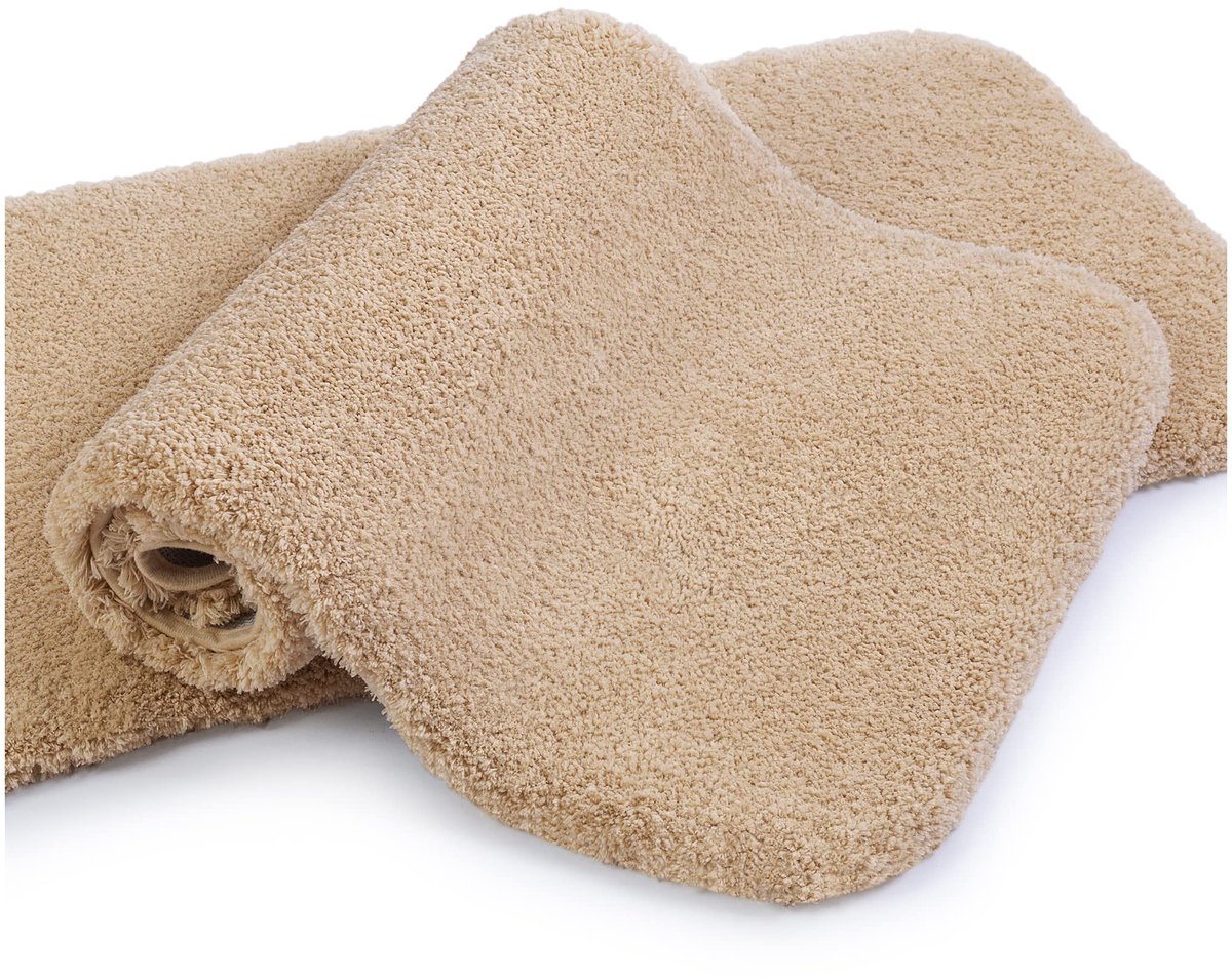 VANZAVANZU Antislip Badmat 2-Pack Badmat Verdikt Badmat Zacht Badmat Pluizige Microvezel Badmat, Superabsorberend, Machinewasbaar - 40 x 60 cm (Beige)
