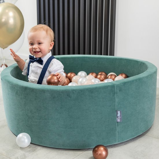 KiddyMoon Ballenbak ballen 100 stuks Ø7cm - Kinderballen baby BPA-vrij - Speelballen voor ballenbad - Pastelbeige Wit Parelmoer — afbeelding 5