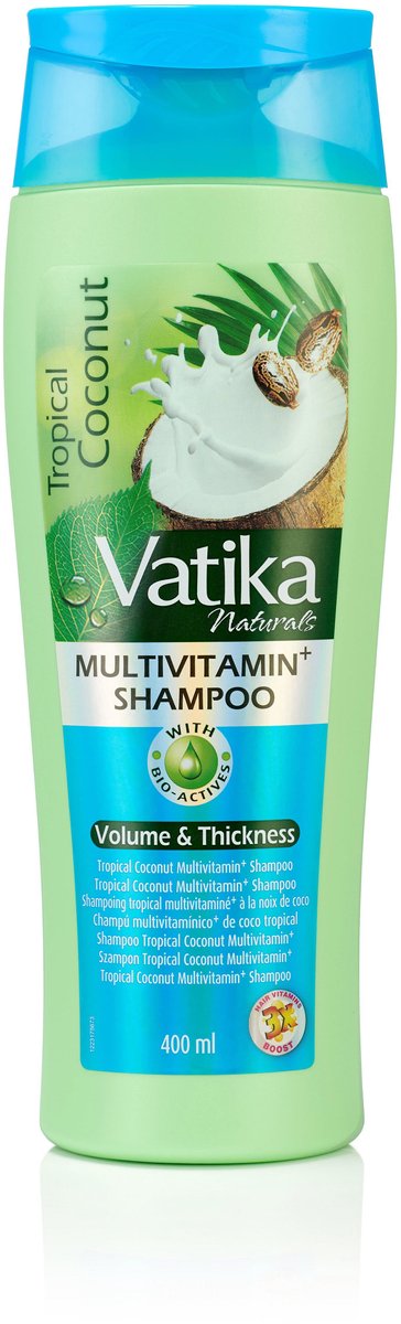 Vatika Multivitamine Shampoo Kokos 400 ml - Verrijkt met Vitaminen A, E, F & Kokosolie voor Sterker en Gezonder Haar, met Castor & Henna, Voedt de Hoofdhuid, Bevordert Haargroei