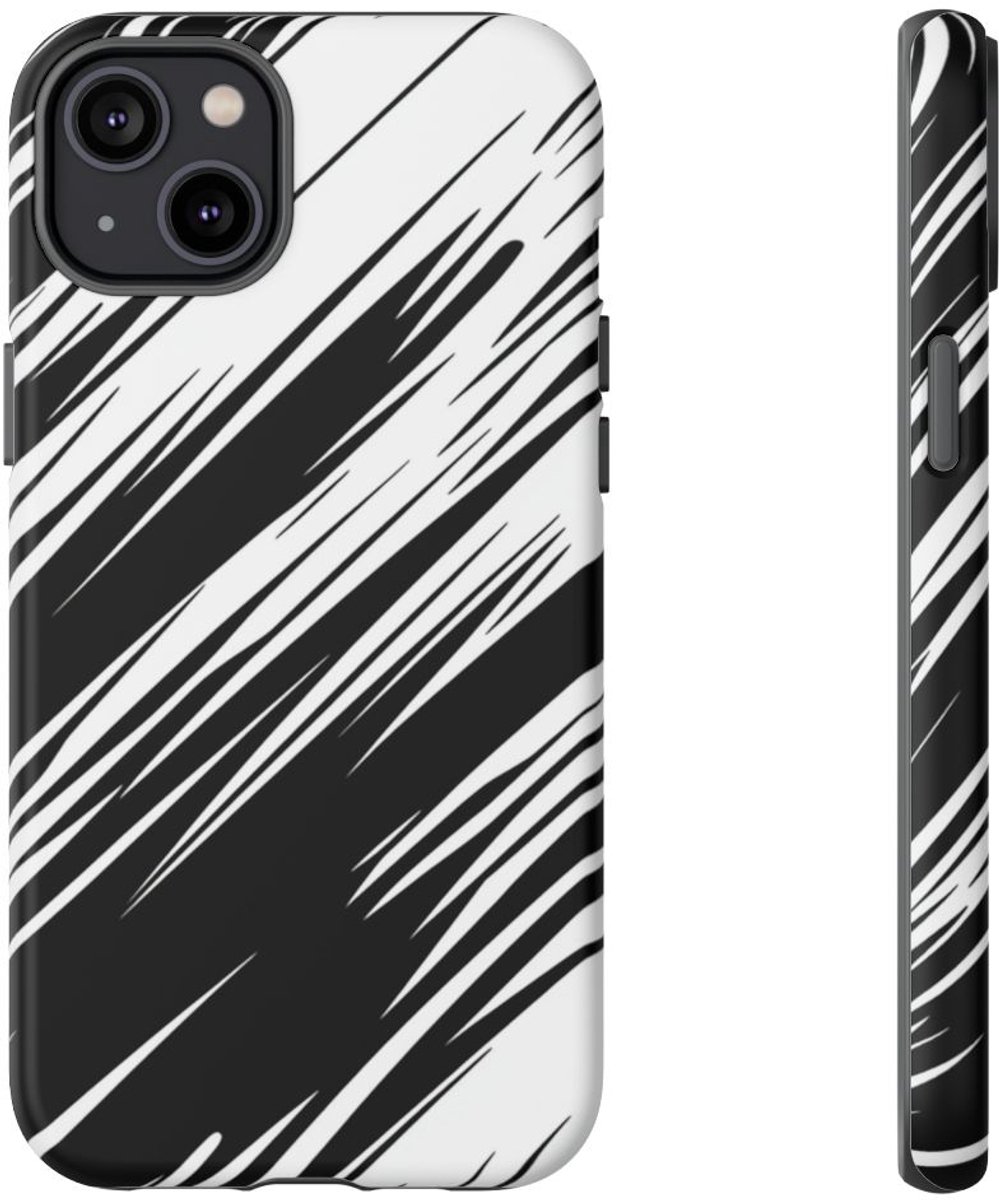 Zwart-Wit Snelheidslijnenpatroon – Telefoonhoesje Geschikt voor iPhone 14 Plus