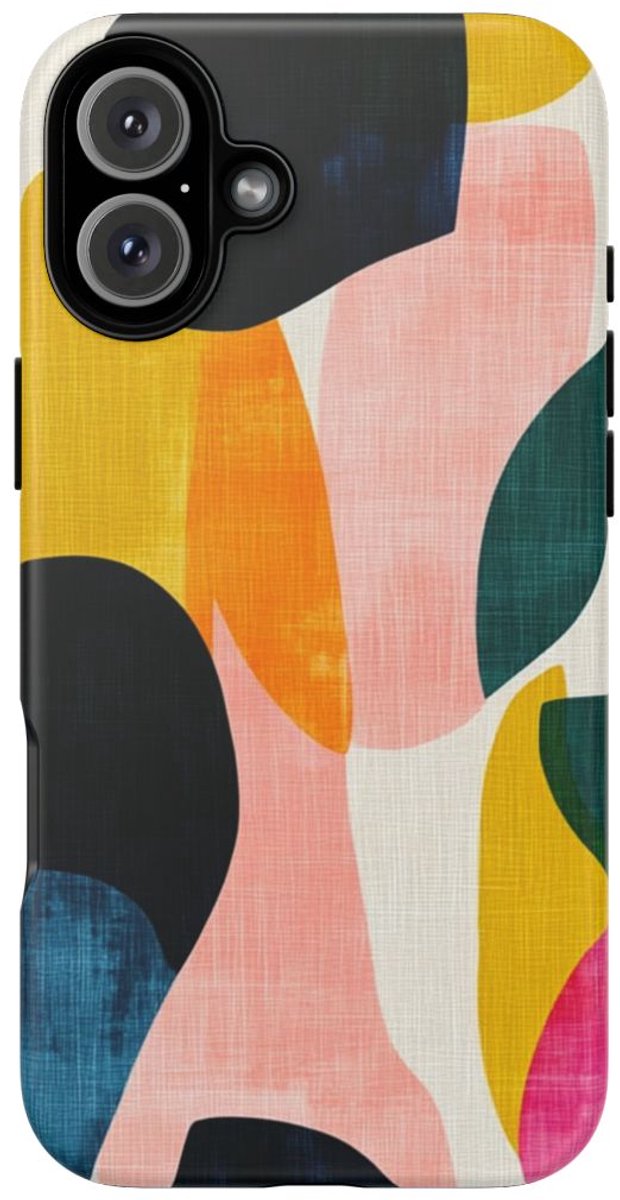 Abstracte Kleurrijke Vormenpatroon – Telefoonhoesje Geschikt voor iPhone 16 Plus