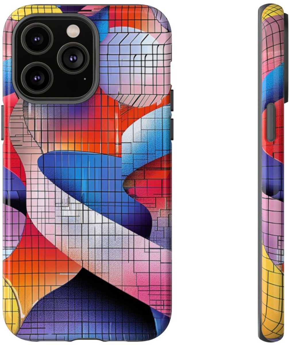 Kleurrijk Abstract Dubbele Helixpatroon – Telefoonhoesje Geschikt voor iPhone 14 Pro Max