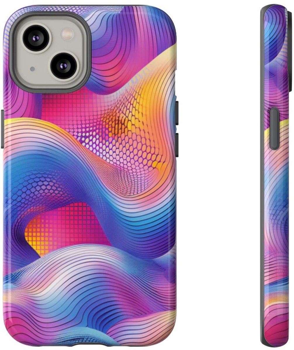 Kleurrijk Abstract Golvend Patroon – Telefoonhoesje Geschikt voor iPhone 14