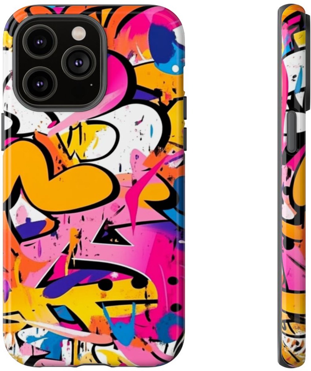 Kleurrijke Abstracte Graffiti Kunst – Telefoonhoesje Geschikt voor iPhone 14 Pro Max