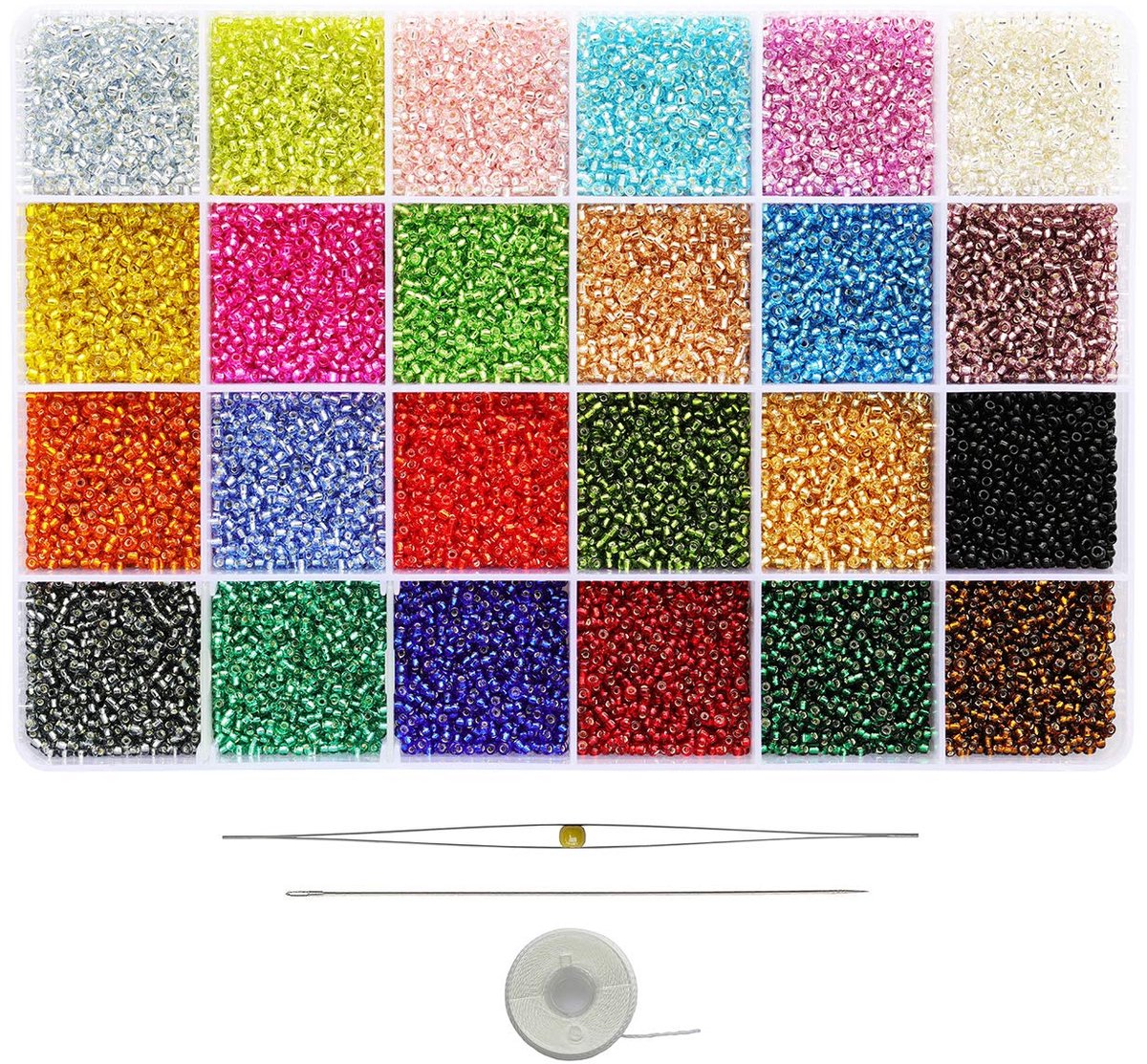 Bala&Fillic maat 12/0 glazen zaadkralen 24 kleuren 24000 stuks in doos Kleine rocaillekralen voor het maken van sieraden