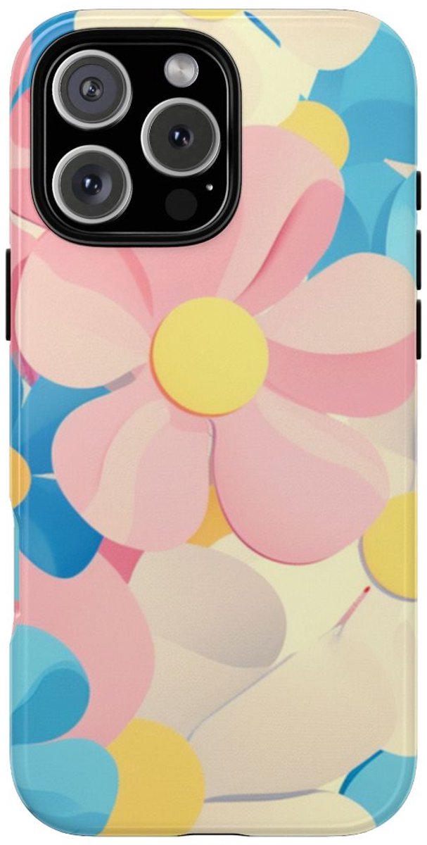 Vrolijk Pastel Bloemenpatroon – Telefoonhoesje Geschikt voor iPhone 16 Pro Max