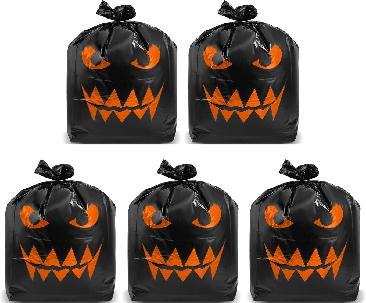 5 Stuks Halloween Bladafvalzakken - Van Kunststof - Voor de Tuin - 76 x 60 cm