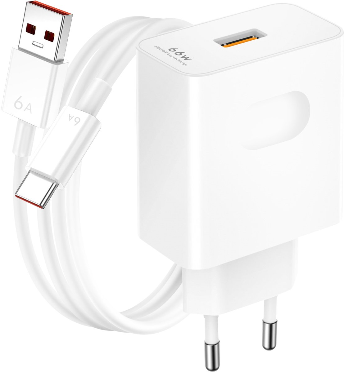 Honor 66W Supercharge Oplader met USB-A naar USB-C-kabel - Wit