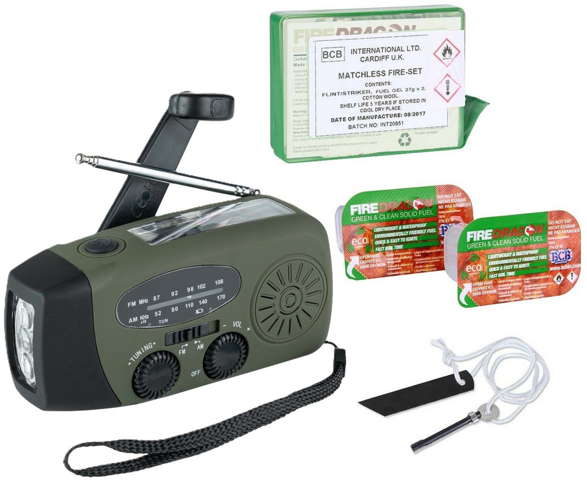 Fosco Noodpakket/Survival prep set - noodradio met handzwengel - vuurstarter set