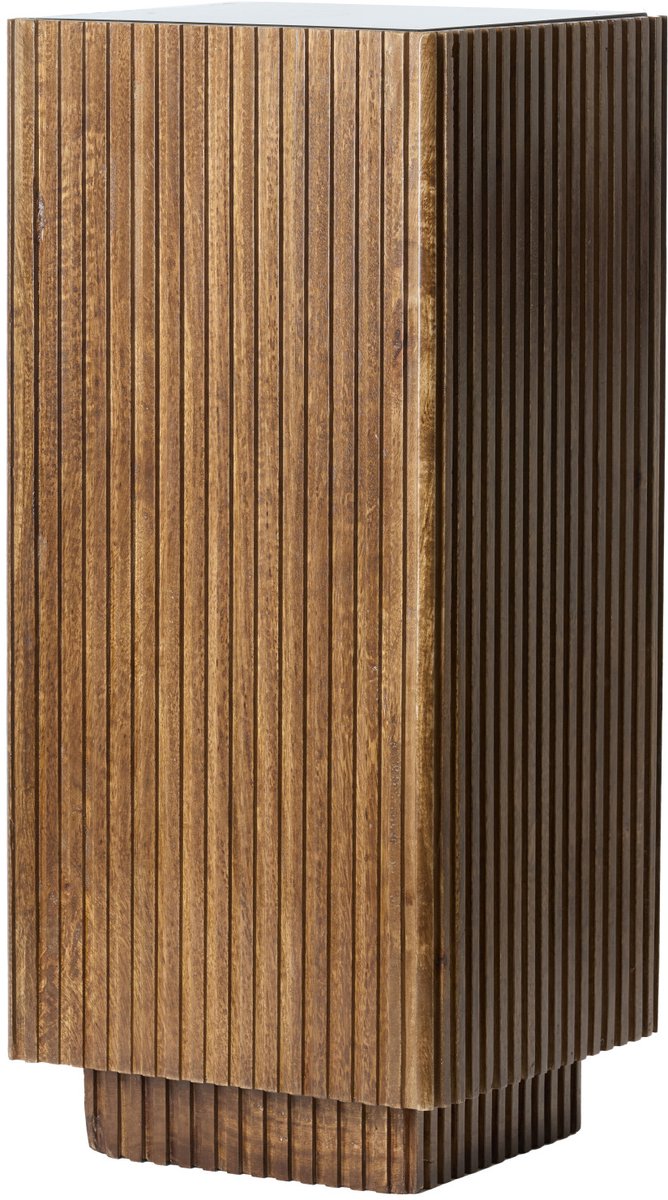 zuil GATURA donkerbruin hout met bruin glas – 35x35x80 cm
