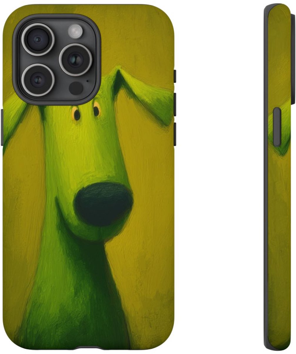 Groene Hond Mat Sterk Hoesje – Telefoonhoesje Geschikt voor iPhone 15 Pro Max