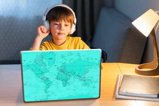 Autocollant pour ordinateur portable - 13,3 pouces - Wereldkaart - Robuste - Rouge