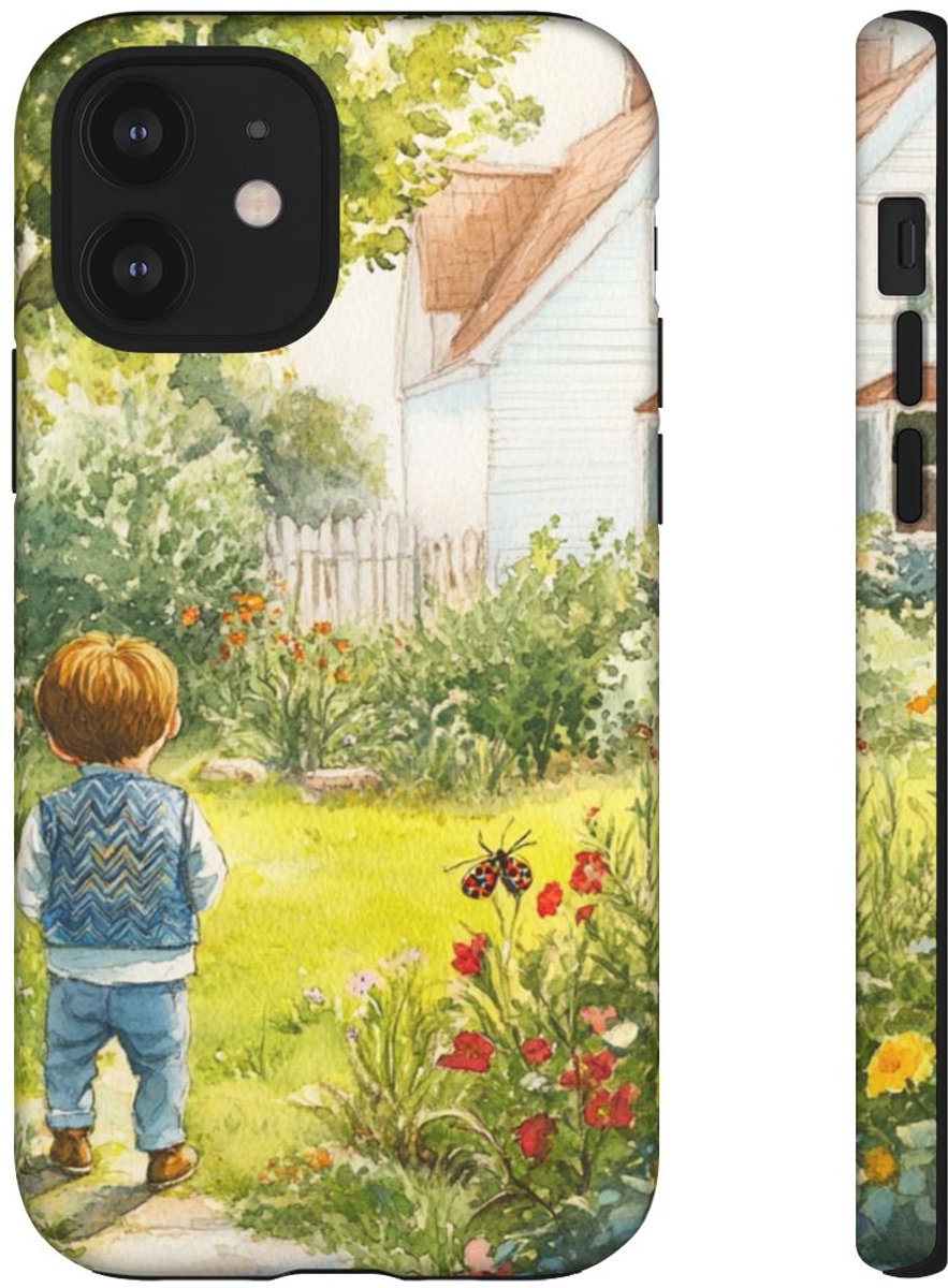 Kind in Bloementuin Waterverf – Telefoonhoesje Geschikt voor iPhone 12