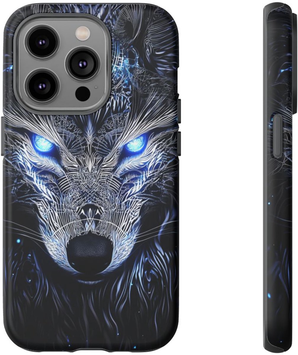 Majestueuze Wolf met Gloeiende Ogen – Telefoonhoesje Geschikt voor iPhone 14 Pro