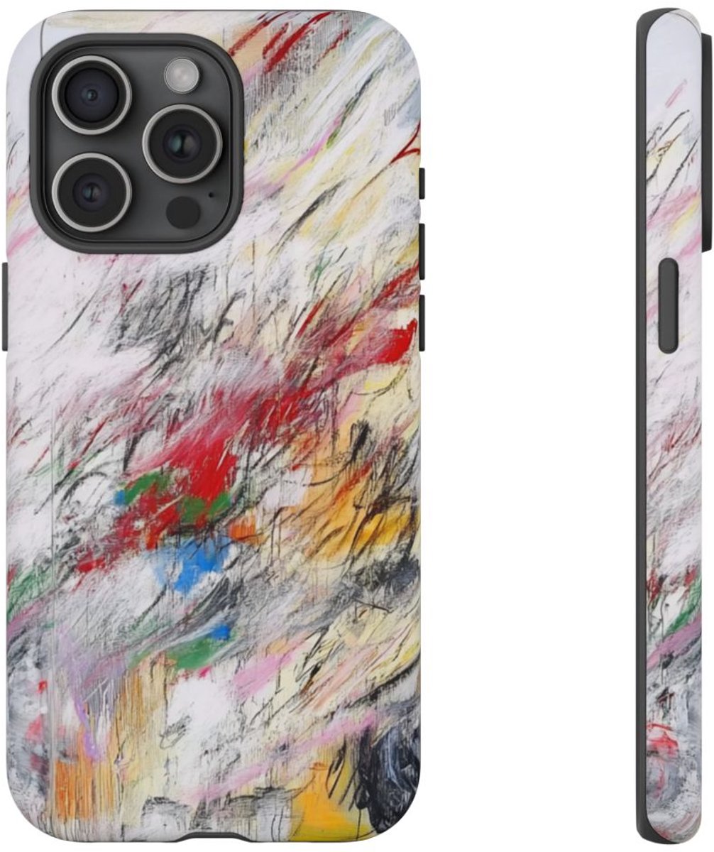 Abstracte Veelkleurige Verfstreken – Telefoonhoesje Geschikt voor iPhone 15 Pro Max