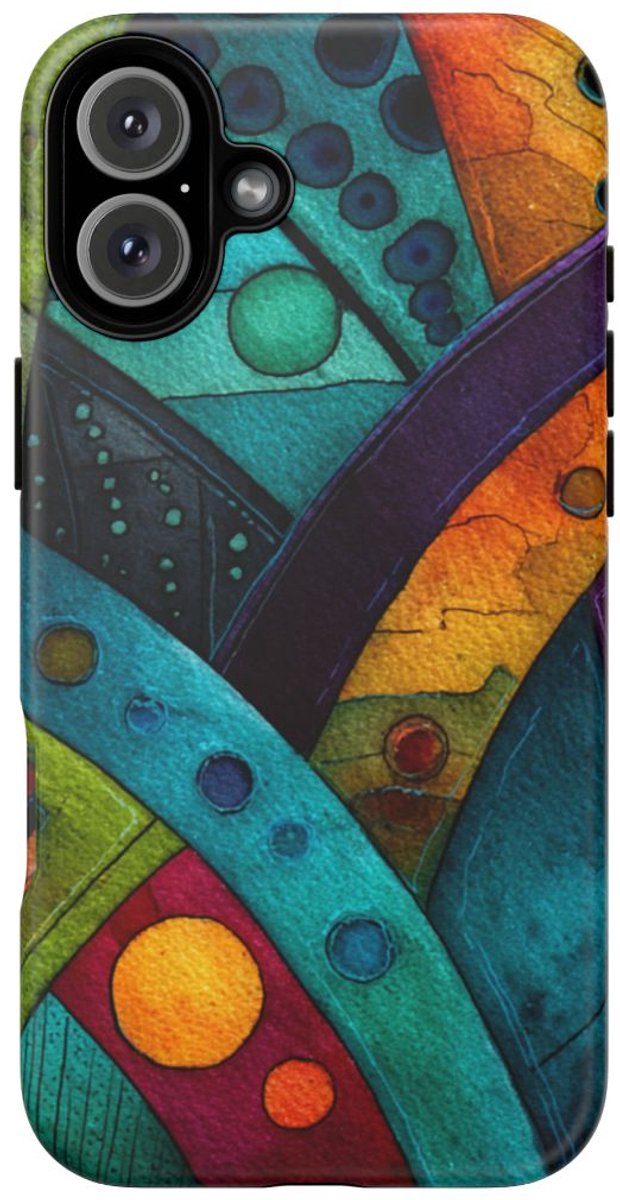 Kleurrijke Abstracte Geometrische Kunst – Telefoonhoesje Geschikt voor iPhone 16 Plus