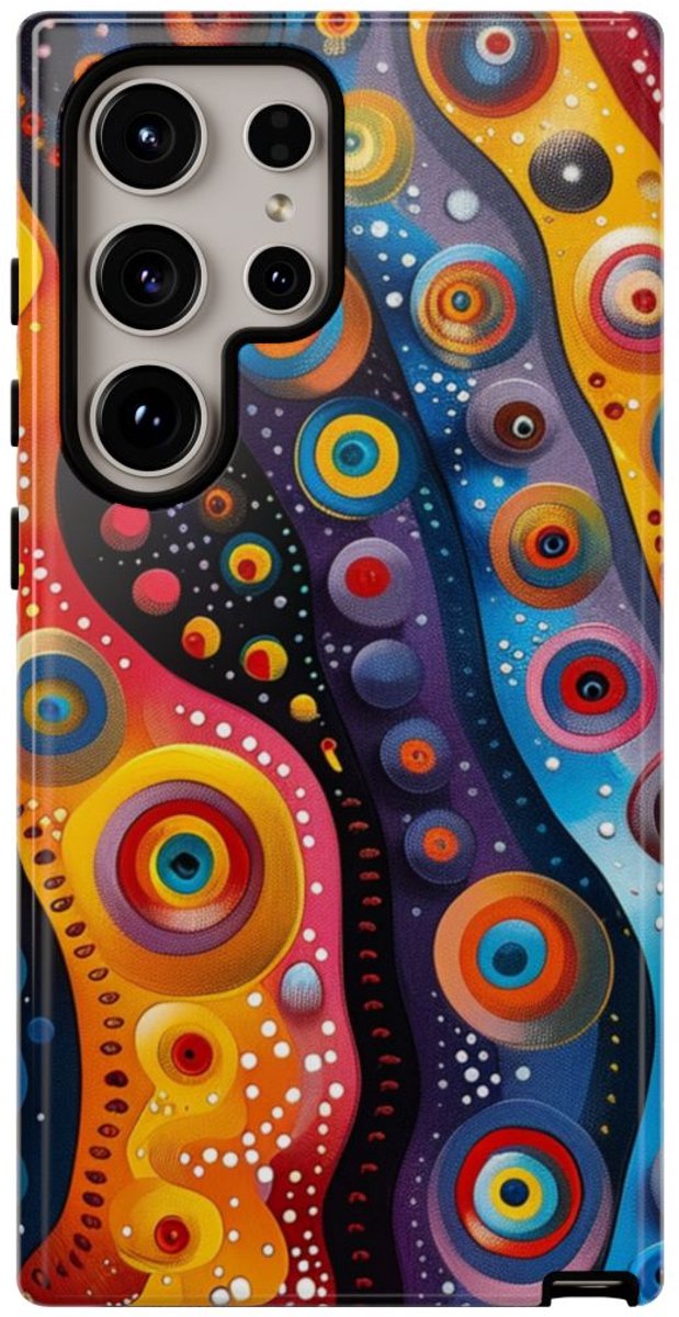 Kleurrijk Abstract Cirkelpatroon – Telefoonhoesje Geschikt voor Samsung Galaxy S24 Ultra