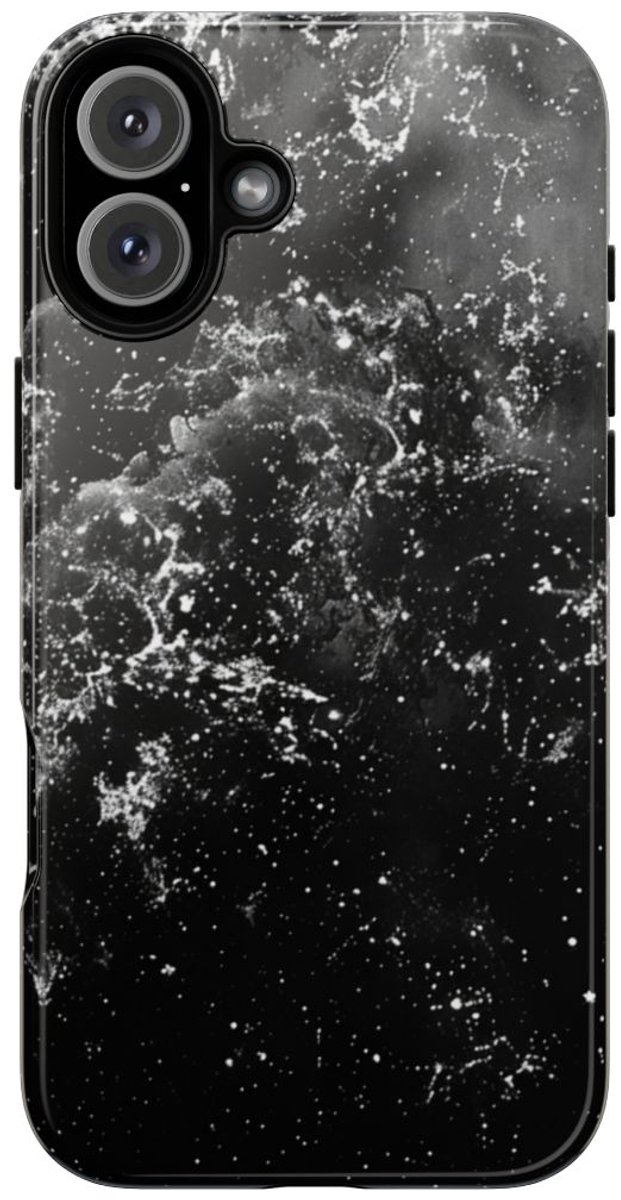 Zwart-Witte Galaxie Textuur – Telefoonhoesje Geschikt voor iPhone 16 Plus