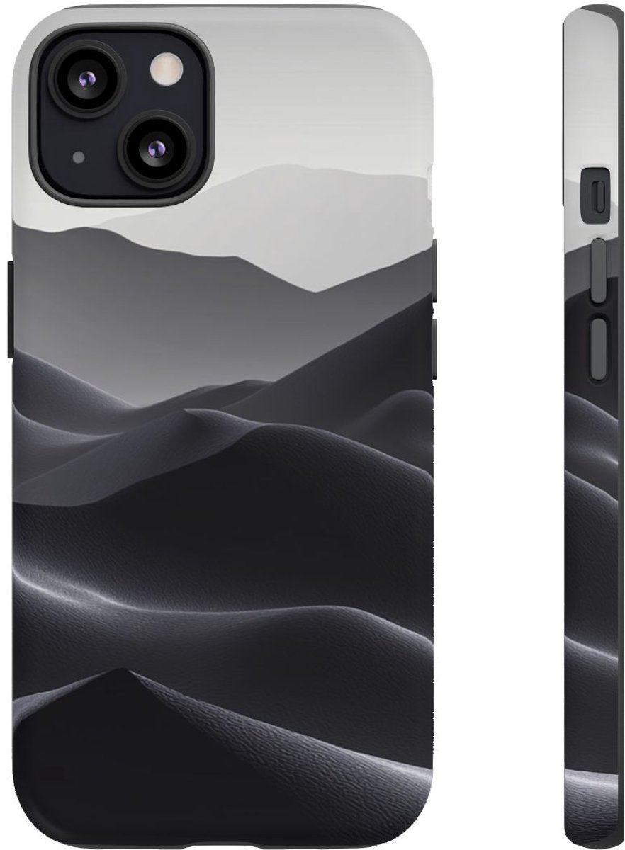 Monochrome Berglandschap met Verloop – Telefoonhoesje Geschikt voor iPhone 13