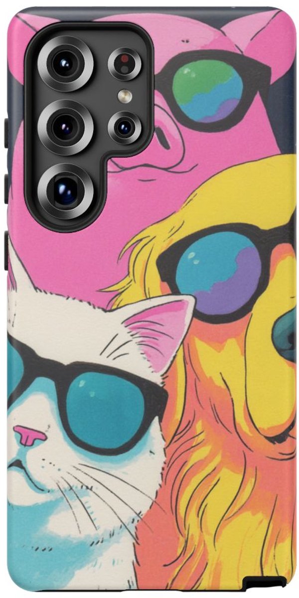 Varken, Kat en Hond met Zonnebrillen – Telefoonhoesje Geschikt voor Galaxy S25 Ultra