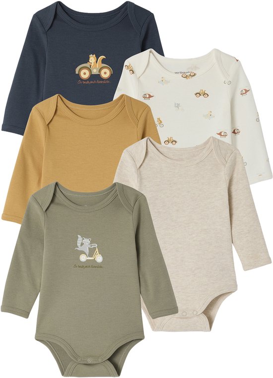 Vertbaudet Lot de 5 bodies naissance avec ouverture américaine