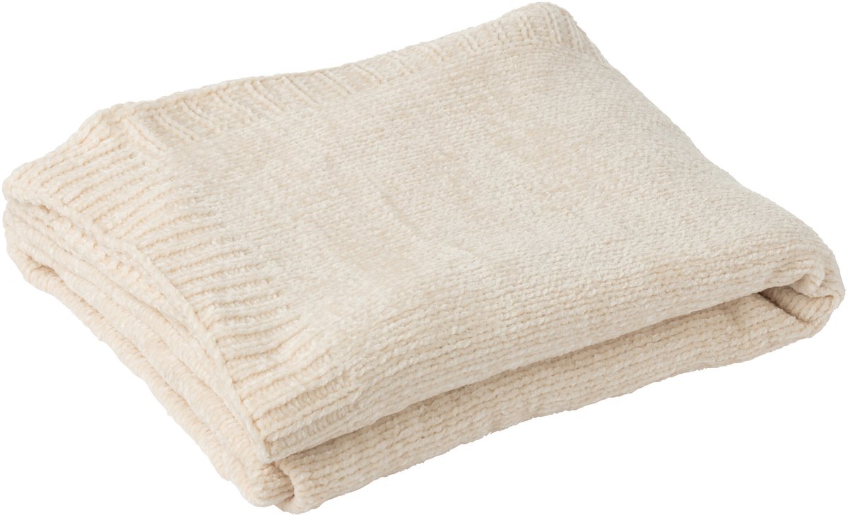 J-Line deken Chenille - polyester - ecru
