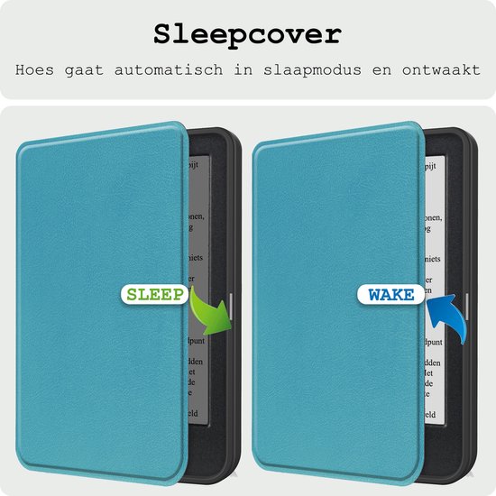 Hoes Geschikt voor Kobo Clara BW Hoesje Bookcase Cover Hoes Met Screenprotector - Hoesje Geschikt voor Kobo Clara BW Hoes Cover Case - Turquoise van Merkloos — afbeelding 3