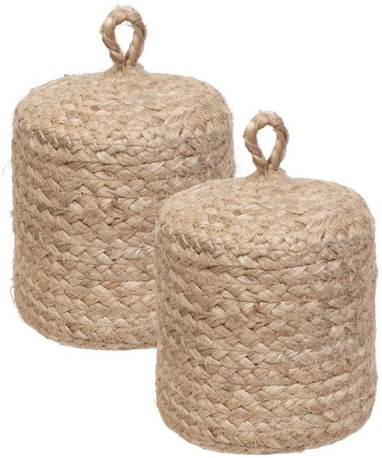 Atmosphera Deurstopper - 2x - 1 kg - beige - stof - jute gewicht - 15 cm - deurstop