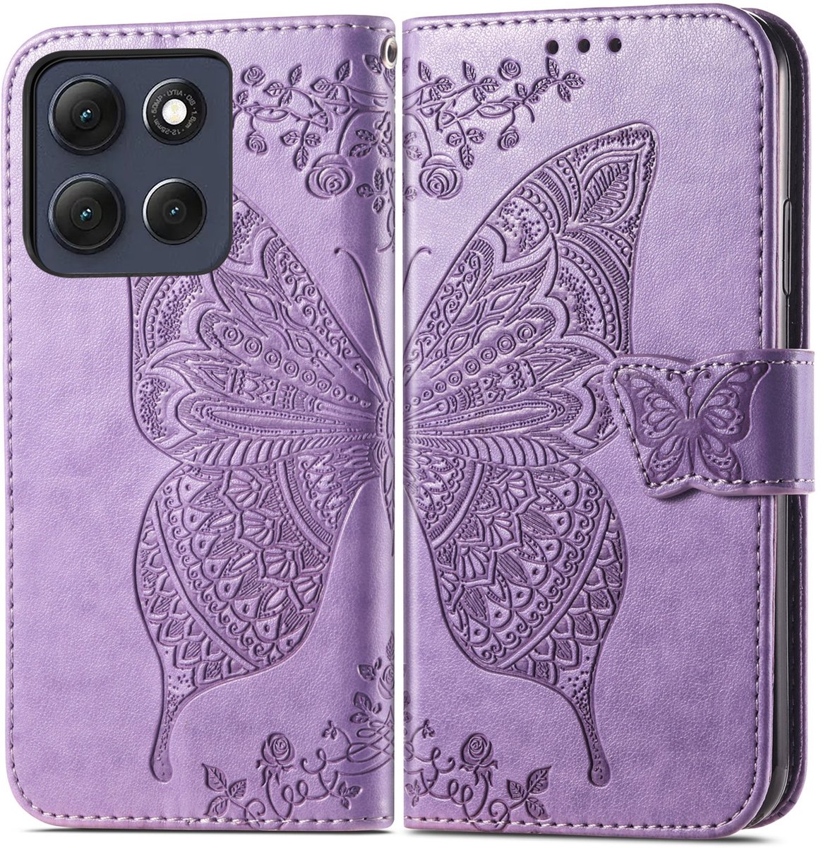 Coverup Hoesje - Geschikt voor Motorola Moto G86 Hoesje - Coverup Vlinder Book Case - Paars