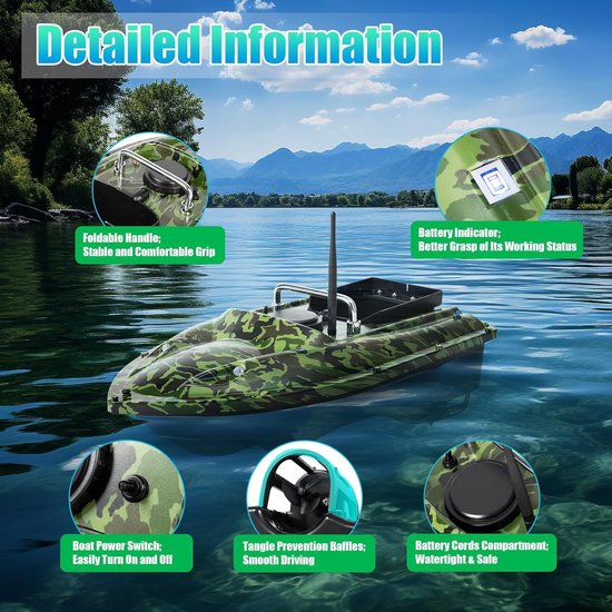 RFWR® Draadloze Aasboot met GPS en Afstandsbediening voor Nachtvissen van RFWR — afbeelding 2