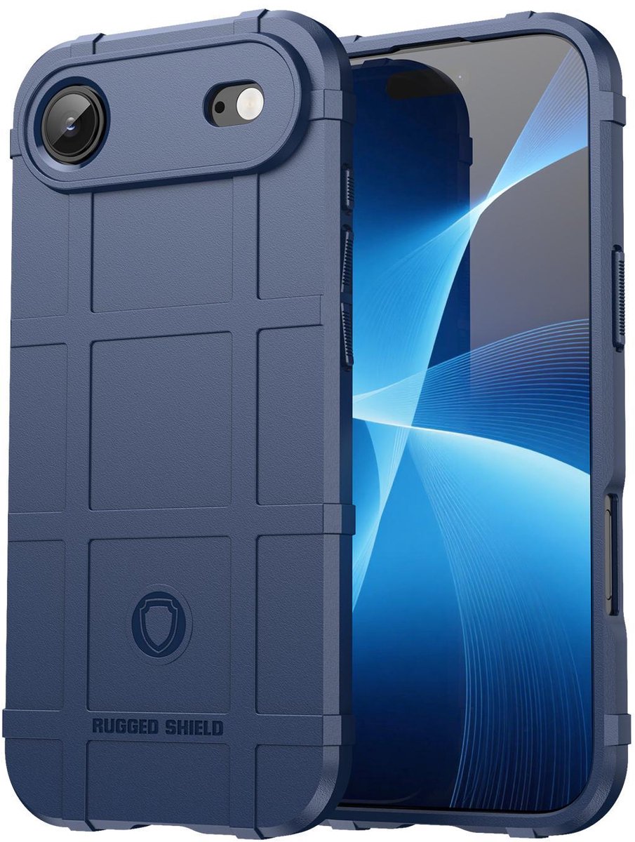 Mobigear Hoesje geschikt voor Apple iPhone Air Telefoonhoesje Flexibel TPU | Mobigear Rugged Shield Backcover Shockproof | Schokbestendig iPhone Air Telefoonhoesje | Anti Shock Proof - Blauw