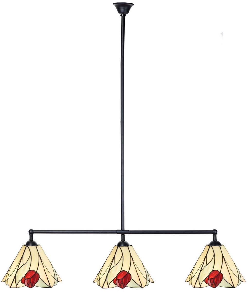 Coloured by Art Tiffany T-lamp 3 lichts Tulip - Art Deco Trade Rood