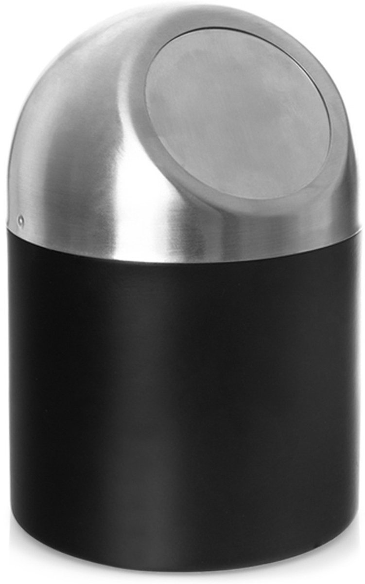 Prullenbak Badkamer Edelstaal BLACK 1,2 l - Afvalmand - Afvalemmer