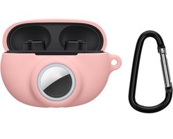 kwmobile oordopjes case geschikt voor Beats Studio Buds hoesje - Oortjes cover met AirTag houder - In-ear koptelefoon hoes - Silicone in oudroze