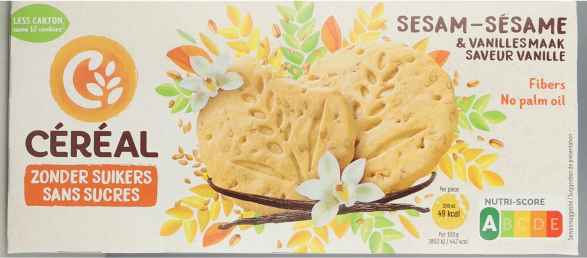 Céréal Sesamkoekjes Vanillesmaak - 12 x 132 gr - Voordeelverpakking