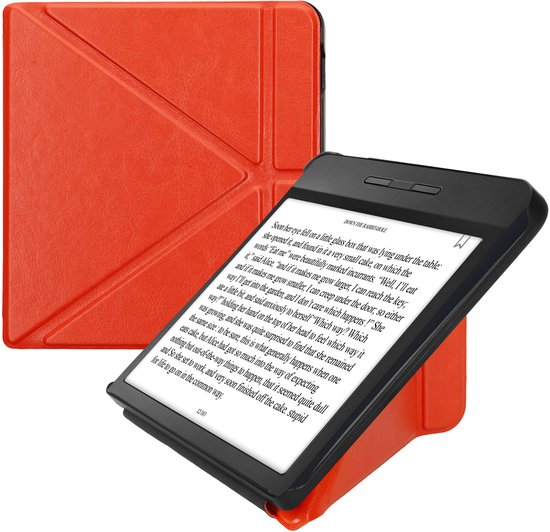 kwmobile e-reader hoesje geschikt voor Kobo Libra H2O hoes - Ereader flip case met standaard - E reader cover van kunstleer - In oranje van Merkloos — afbeelding 5