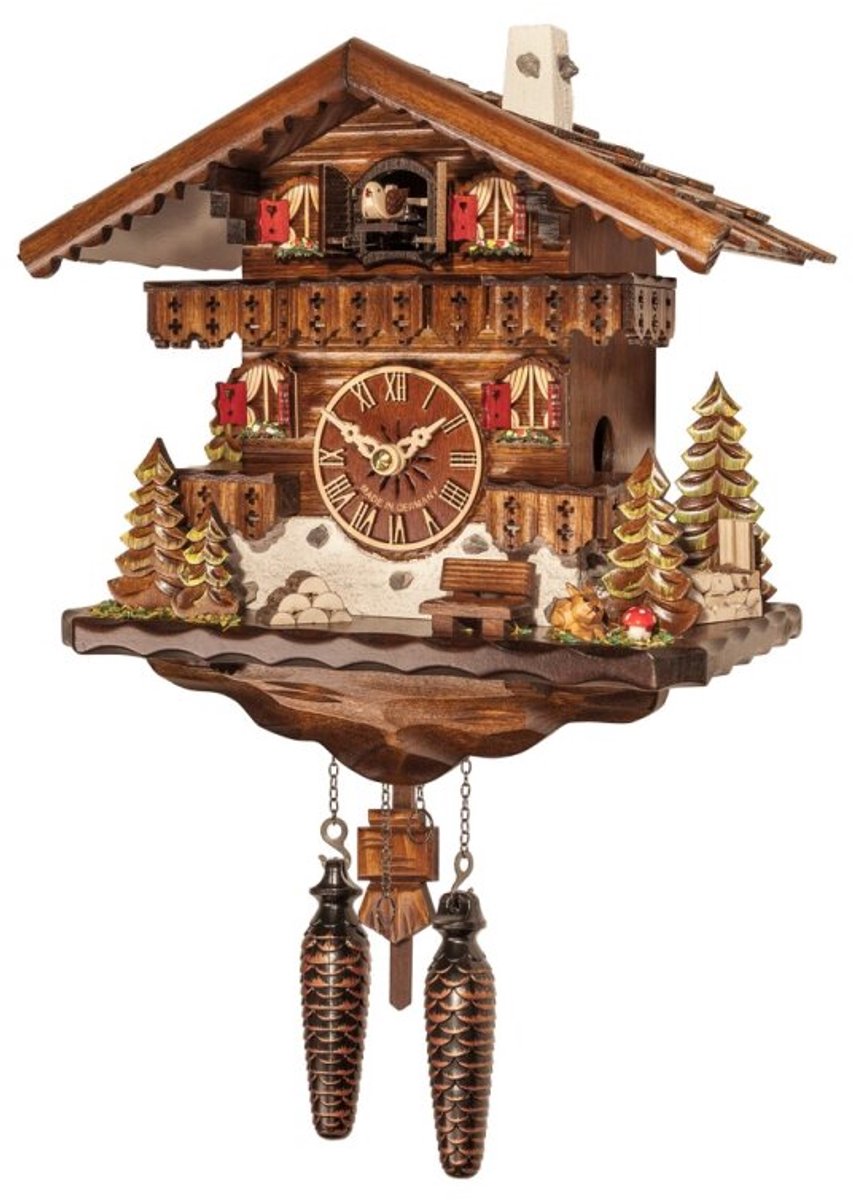 Engstler - 458_Q - Koekoeksklok - Kwarts - Notenhout - 27 cm