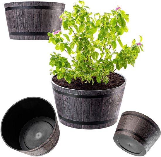 Gerecycled Plastic Elho - Pot Vibes Fold Rond Rose Poudré .18,34 X H.16,8 Cm - Gamm Vert Rond Bloempot Met Watermeter