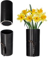 KADAX Keramische pot in 2 kleuren, bloempotten, keramische potten, bloempot, bloembak, plantenbak voor drakenbomen, viooltjes, bootmütterchen (zwart, diameter 11 cm)