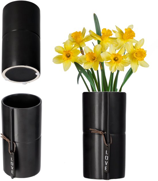 KADAX Keramische pot in 2 kleuren, bloempotten, keramische potten, bloempot, bloembak, plantenbak voor drakenbomen, viooltjes, bootmütterchen (zwart, diameter 11 cm)