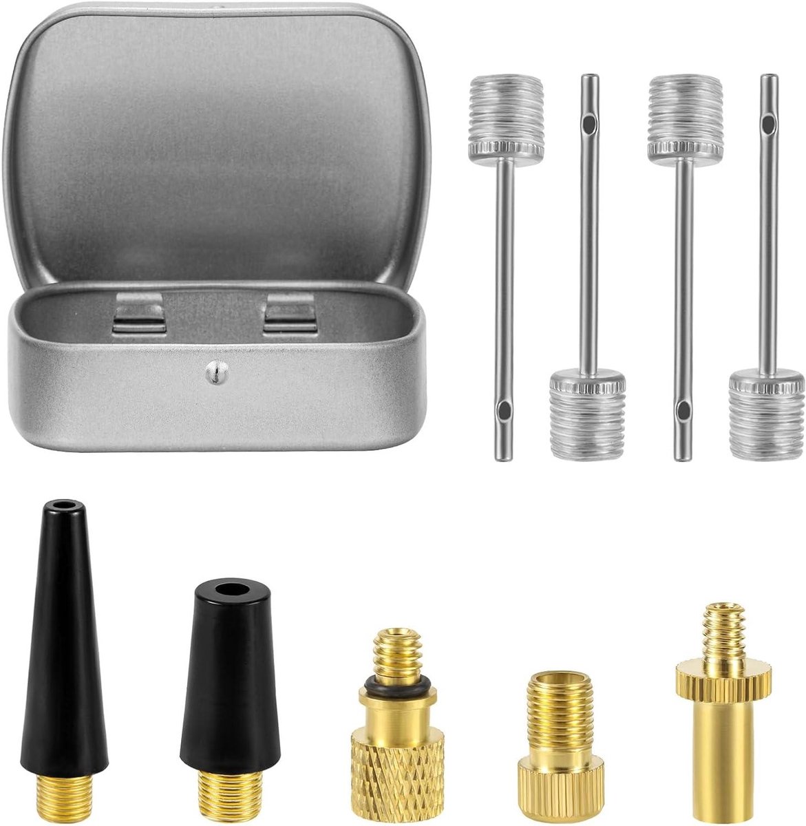 Allecto Plus - Fietsventieladapterset voor Fietsen en Sportballen - Messing - 9 stuks - Inclusief Ball Pump-Naalden